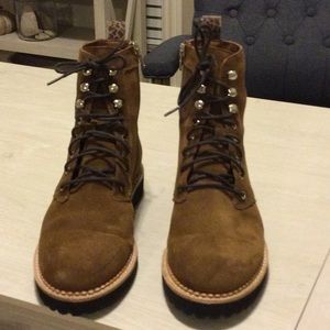 Brown suede lace up boots